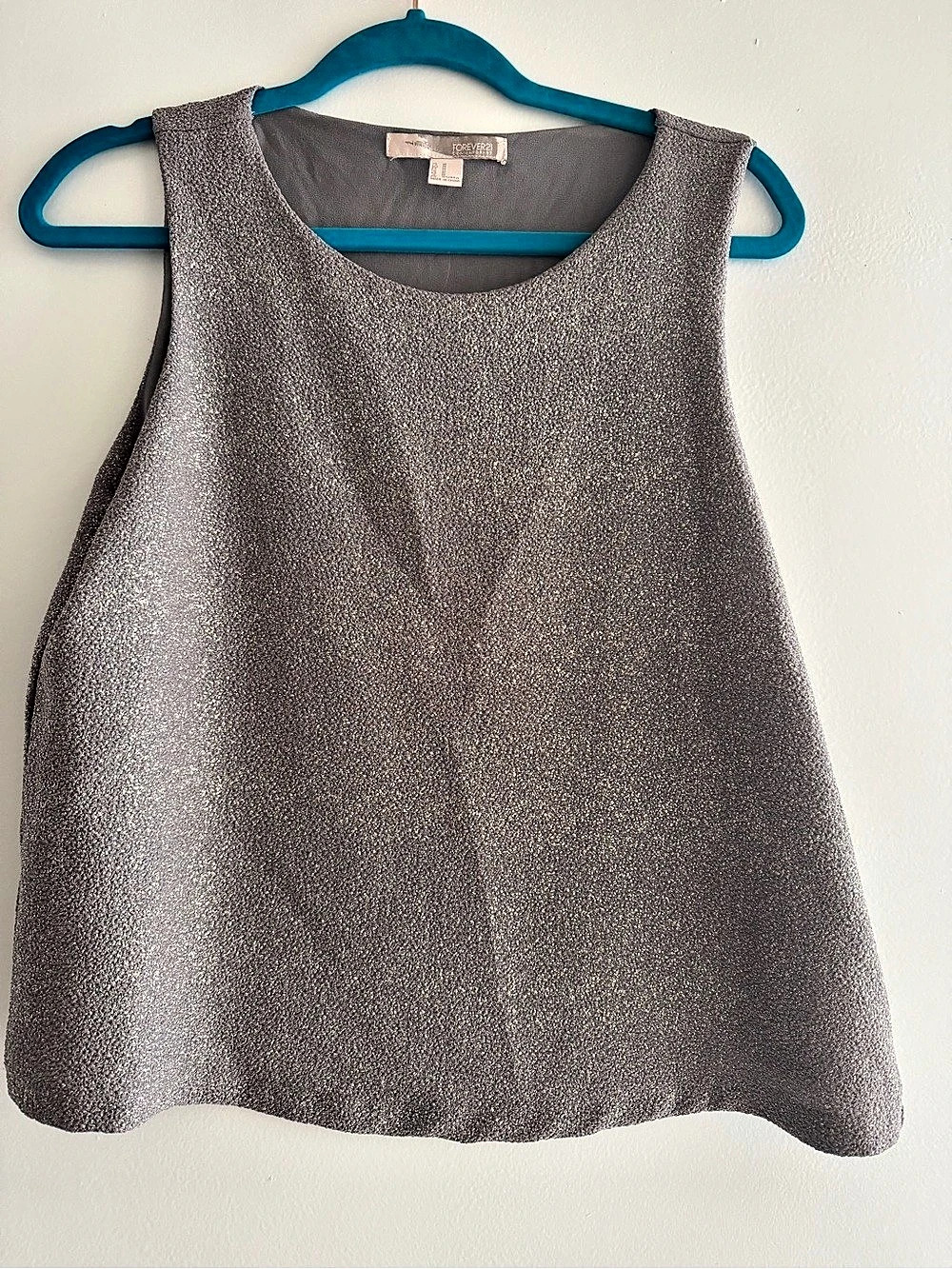 Forever 21 Sparkly Tank Top in Gray Size Medium